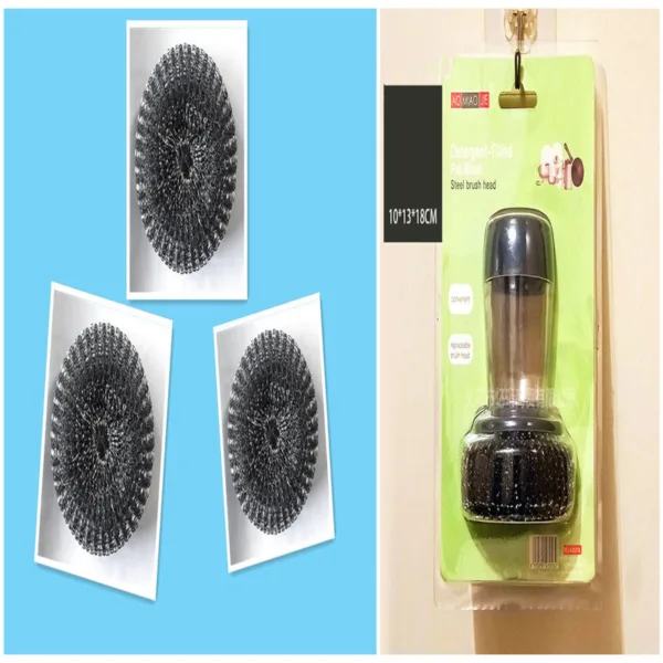 Kitchen Soap Dispensing Palm Brush Cleaner Push-type Brush Kitchen Detergent Tools - Image 22