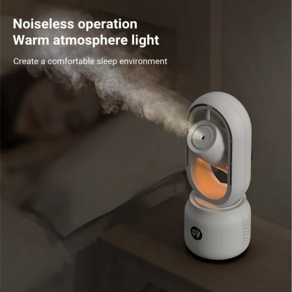 Summer Water Cooled Spray Mist Electric Fan USB Rechargeable Portable Wireless Air Humidifier Bladeless Ventilator Table Fan - Image 3