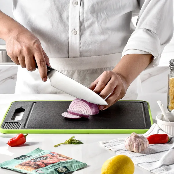 Double-side Cutting Board With Defrosting Function Chopping Board Kitchen Grinding Cutting Board With Knife Sharpener - Image 2