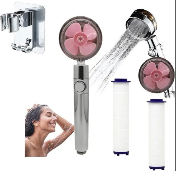 Propeller Driven Shower Head With Stop Button And Cotton Filter Turbocharged High Pressure Handheld Shower Nozzle - Image 8