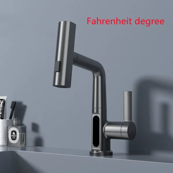 Intelligent Digital Display Faucet Pull-out Basin Faucet Temperature Digital Display Rotation - Image 16