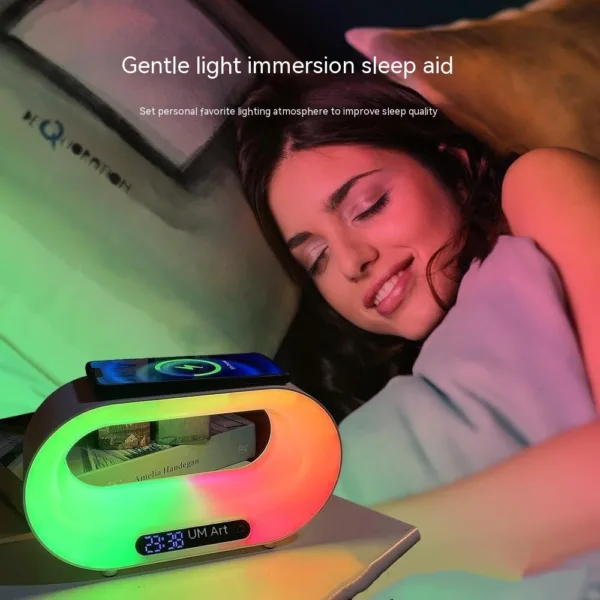 Multi-function 3 In 1 LED Night Light APP Control RGB Atmosphere Desk Lamp Smart Multifunctional Wireless Charger Alarm Clock - Image 5