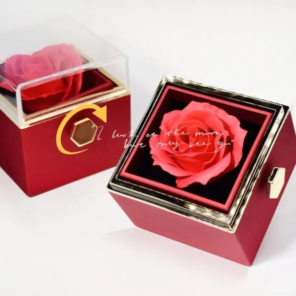 Rotating Soap Flower Rose Gift Box Creative Rotating Rose Jewelry Packaging Box Valentine's Day Gift For Women - Image 2