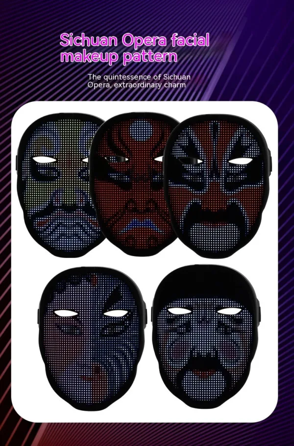 Halloween Face Masks Full Color LED Luminous Mask Face Changing Mask Party Bar Props - Image 6