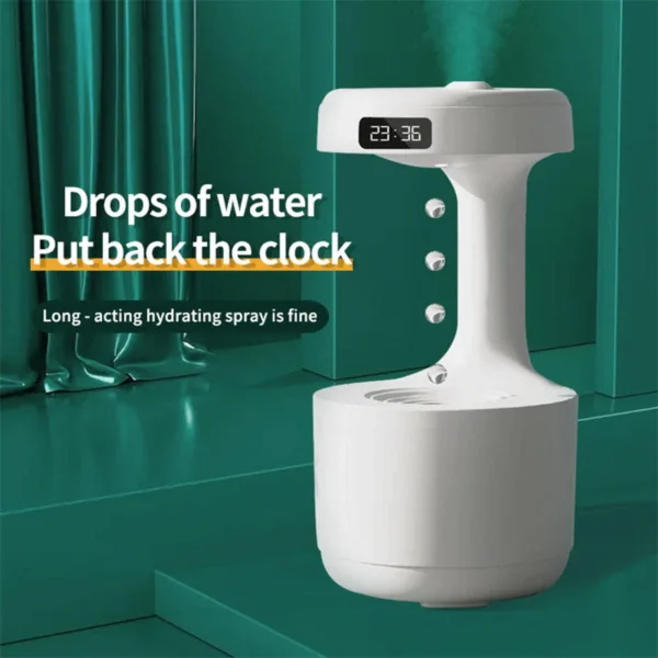 Bedroom Anti-Gravity Humidifier With Clock Water Drop Backflow Aroma Diffuser Large Capacity Office Bedroom Mute Heavy Fog Household Sprayer - Image 2