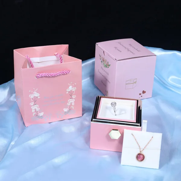 Rotating Soap Flower Rose Gift Box Creative Rotating Rose Jewelry Packaging Box Valentine's Day Gift For Women - Image 9