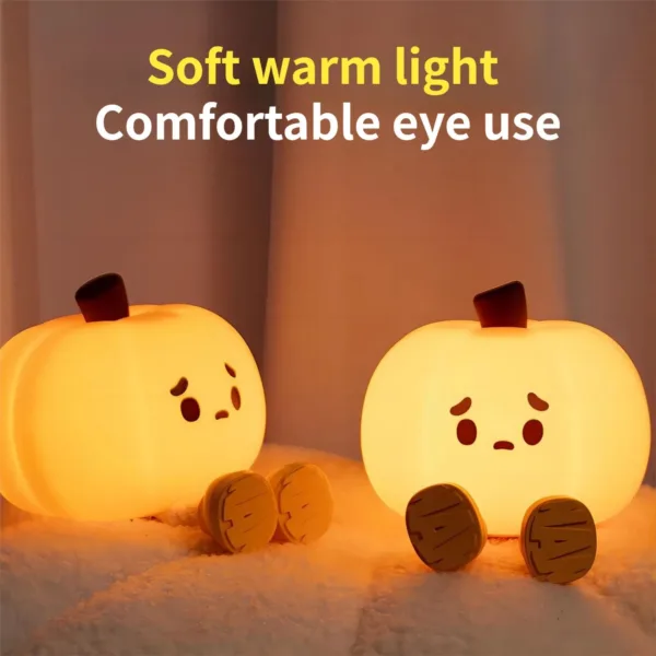 Home Decor Halloween Pumpkin Night Light Cute Soft Silicone Lamp Touch  Dimmable Rechargeable Bedside Decor Light Kids Gifts Halloween Decorations - Image 4