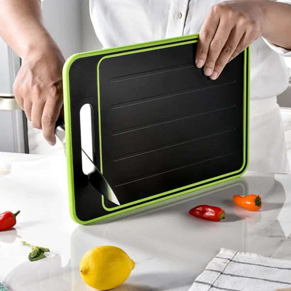 Double-side Cutting Board With Defrosting Function Chopping Board Kitchen Grinding Cutting Board With Knife Sharpener - Image 3