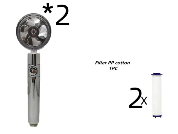 Propeller Driven Shower Head With Stop Button And Cotton Filter Turbocharged High Pressure Handheld Shower Nozzle - Image 66