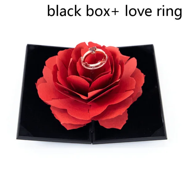 3D Love Box Heart-shaped Rose Flower Rotating Ring Box Valentines Day Gift - Image 14