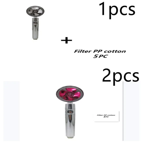 Propeller Driven Shower Head With Stop Button And Cotton Filter Turbocharged High Pressure Handheld Shower Nozzle - Image 74