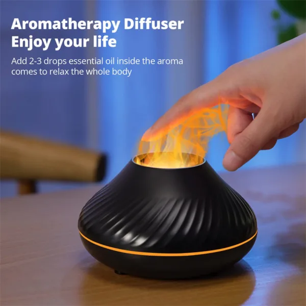 New Volcanic Flame Aroma Diffuser Essential Oil Lamp 130ml USB Portable Air Humidifier With Color Night Light Mist Maker Fogger LED Light - Image 3