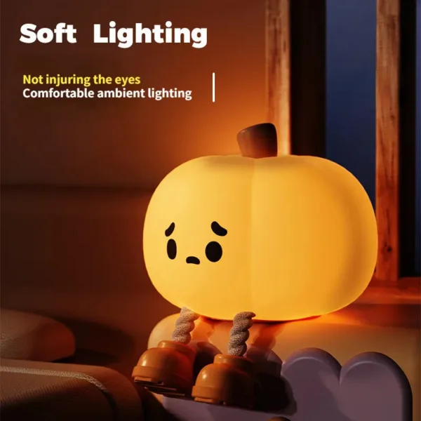 Home Decor Halloween Pumpkin Night Light Cute Soft Silicone Lamp Touch  Dimmable Rechargeable Bedside Decor Light Kids Gifts Halloween Decorations - Image 2