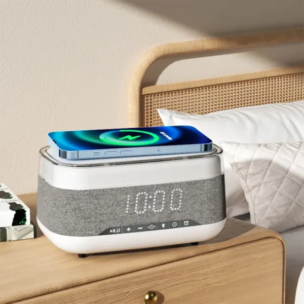 Intelligent Multifunctional Alarm Clock Bluetooth Speaker Wireless Charger Fast Charge Clock Atmosphere Night Light Home Decor - Image 4