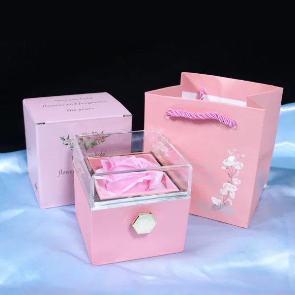 Rotating Soap Flower Rose Gift Box Creative Rotating Rose Jewelry Packaging Box Valentine's Day Gift For Women - Image 13