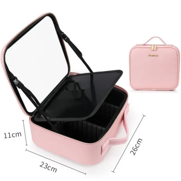 Smart LED Cosmetic Case With Mirror Cosmetic Bag Large Capacity Fashion Portable Storage Bag Travel Makeup Bags - Image 9