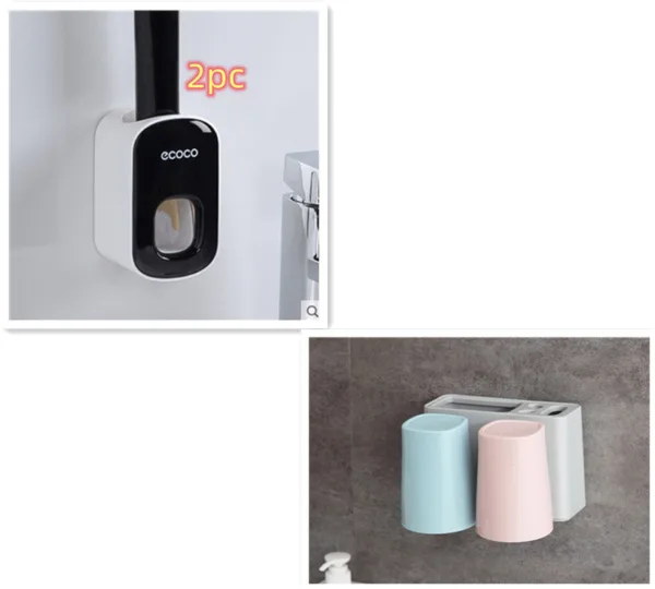 Wall Mounted Automatic Toothpaste Holder Bathroom Accessories Set Dispenser - Image 12