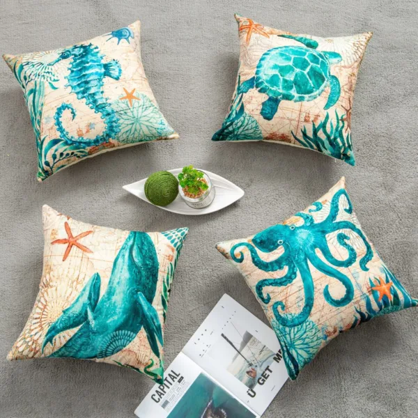 Cushion Covers Sea Turtle Printed Throw Pillow Cases For Home Decor Sofa Chair Seat - Image 3