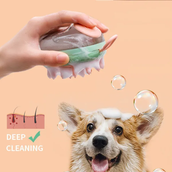 New 2 In 1 Pet Cat Dog Cleaning Bathing Massage Shampoo Soap Dispensing Grooming Brush Pets Supplies - Image 2